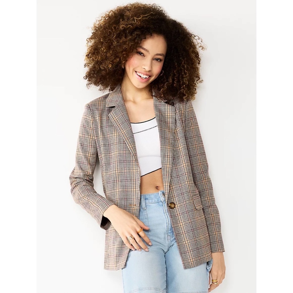 a new day NWOT Plaid Blazer - Brown